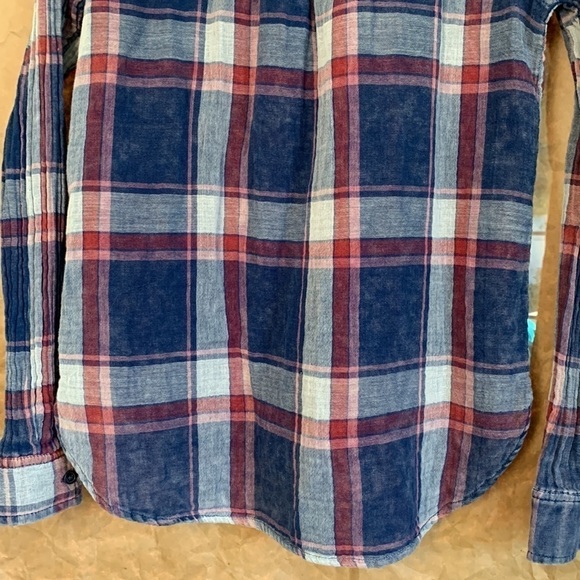 Indigo Rein Blue Red Plaid Button Down Collared Long Sleeve 100% Cotton Shirt M - Picture 16 of 17